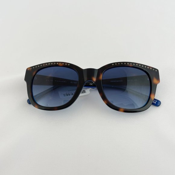 Elie Tahari Brown Tortoise & Blue Stud Accent Sunglasses MSRP $185